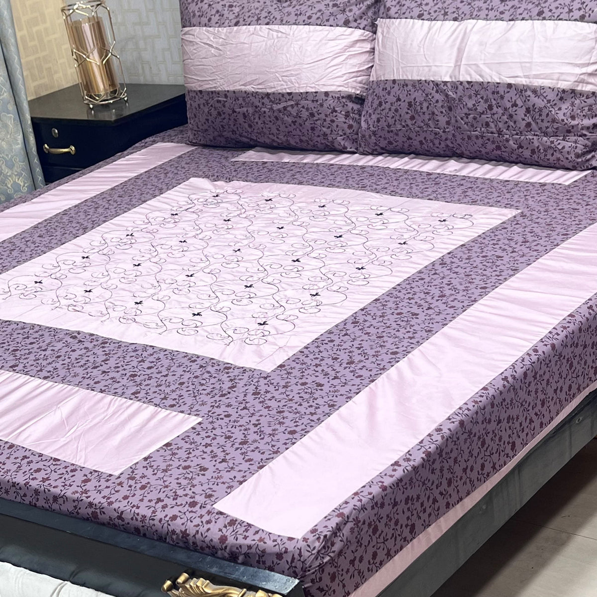 Embroidered Patchwork King Size Bedsheet Collection (Cotton Satin / Percale / Duck)