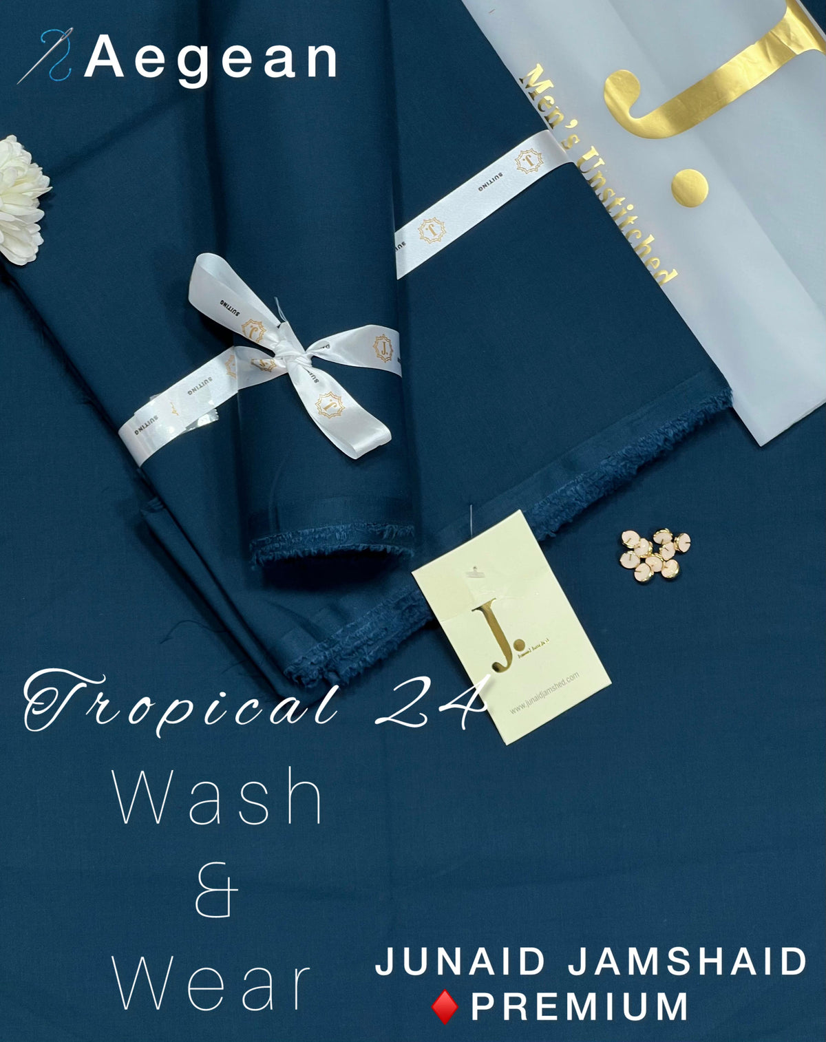 Junaid Jamshed (J.) Men’s Luxury Tropical Wash & Wear Unstitched Suit (4 Meters)
