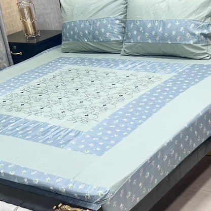 Embroidered Patchwork King Size Bedsheet Collection (Cotton Satin / Percale / Duck)
