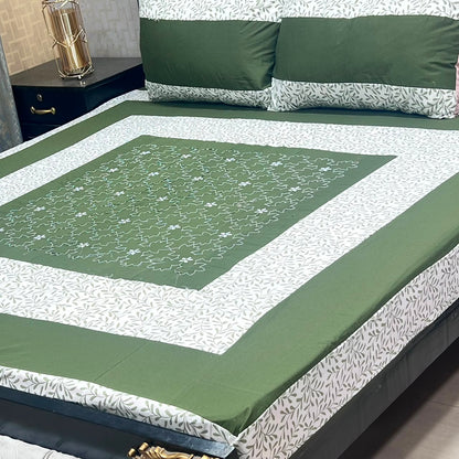 Embroidered Patchwork King Size Bedsheet Collection (Cotton Satin / Percale / Duck)