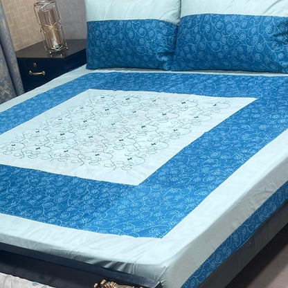 Embroidered Patchwork King Size Bedsheet Collection (Cotton Satin / Percale / Duck)