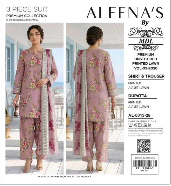 MDL Aleena’s Original – 3-Piece Digital Printed Air Jet Lawn Collection