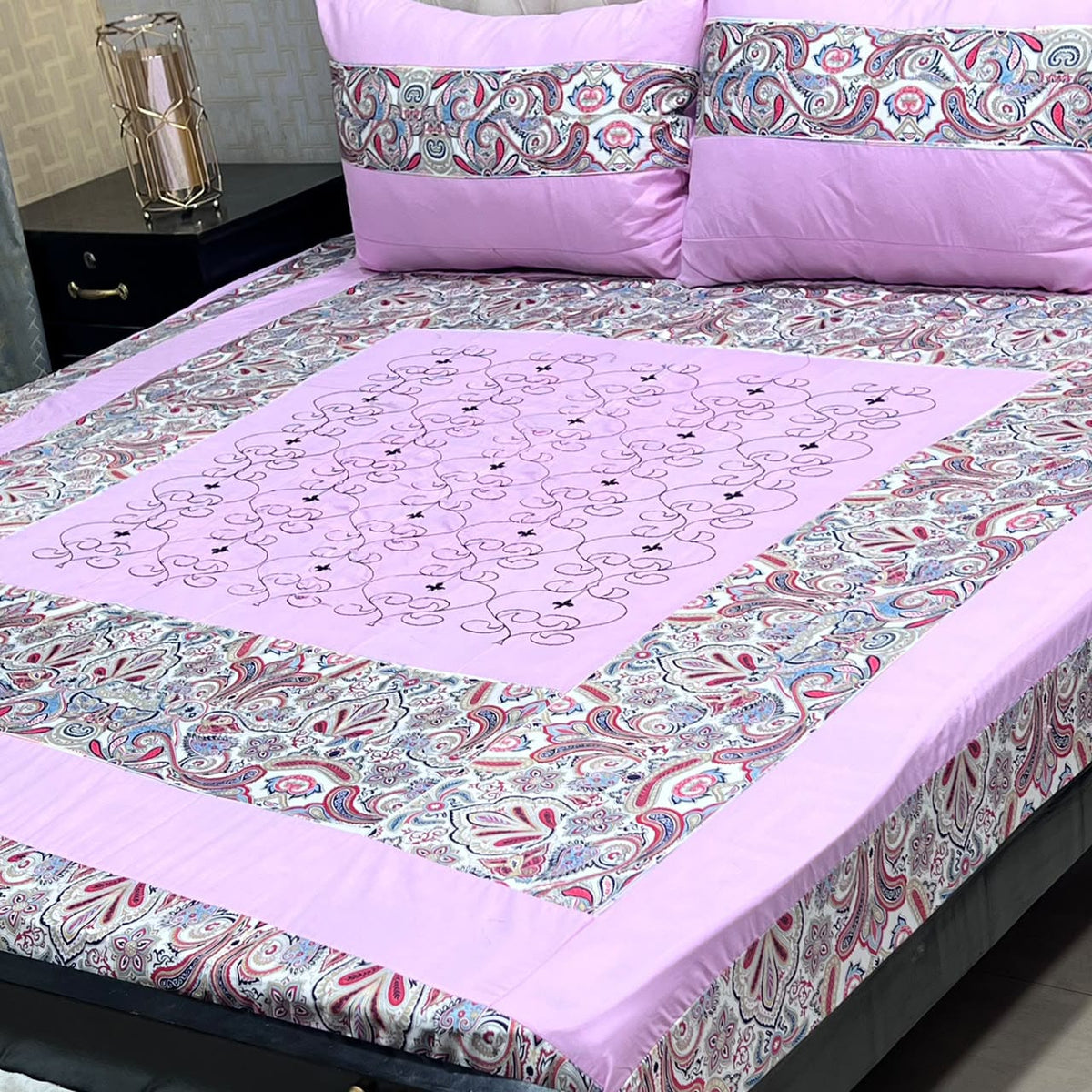 Embroidered Patchwork King Size Bedsheet Collection (Cotton Satin / Percale / Duck)