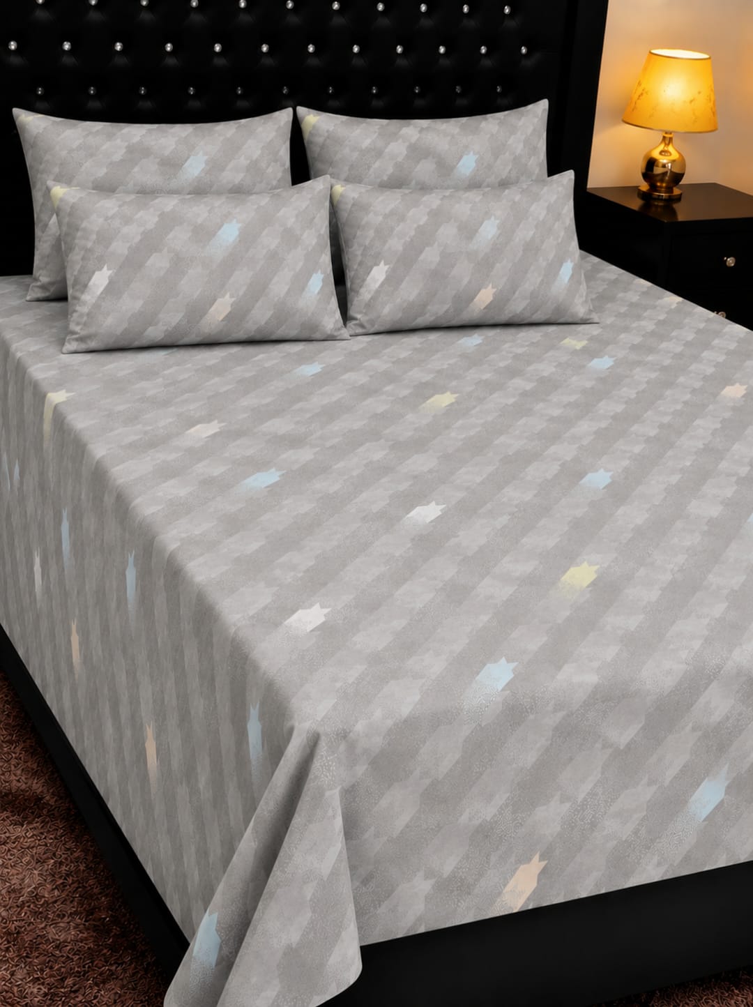 5-Piece Export Quality 100% Pure Cotton King Size Double Bedsheet Set