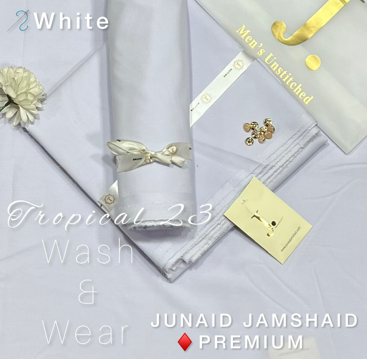 Junaid Jamshed (J.) Men’s Luxury Tropical Wash & Wear Unstitched Suit (4 Meters)