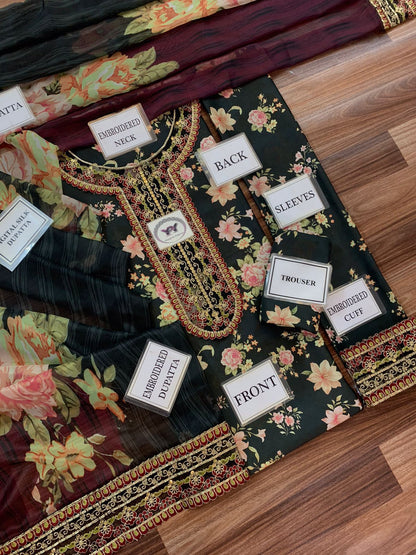 ESRA by Riwayat – 3-Piece Heavy Embroidered & Digital Printed Charmeuse Silk Collection