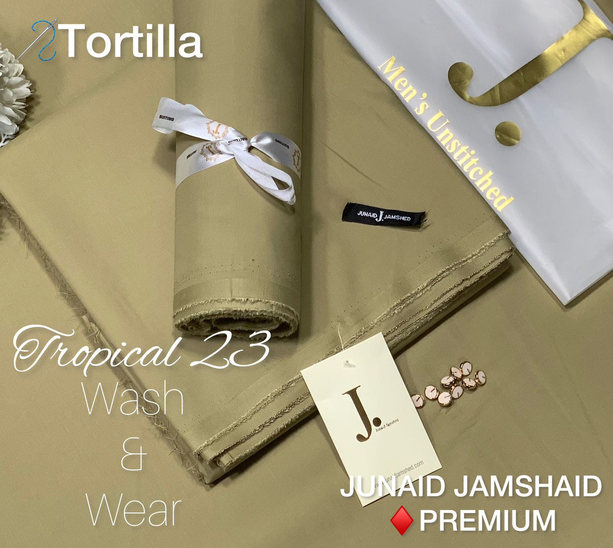 Junaid Jamshed (J.) Men’s Luxury Tropical Wash & Wear Unstitched Suit (4 Meters)
