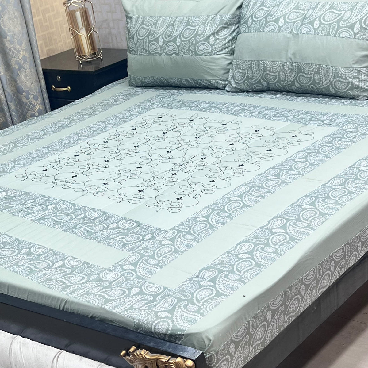 Embroidered Patchwork King Size Bedsheet Collection (Cotton Satin / Percale / Duck)
