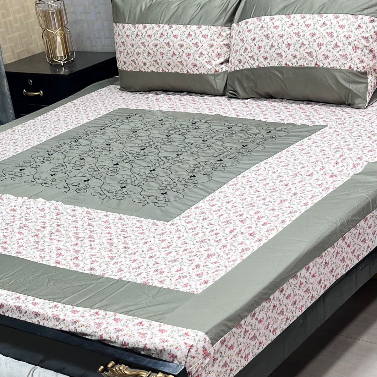 Embroidered Patchwork King Size Bedsheet Collection (Cotton Satin / Percale / Duck)