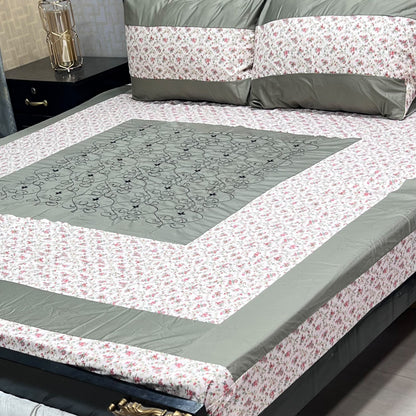 Embroidered Patchwork King Size Bedsheet Collection (Cotton Satin / Percale / Duck)