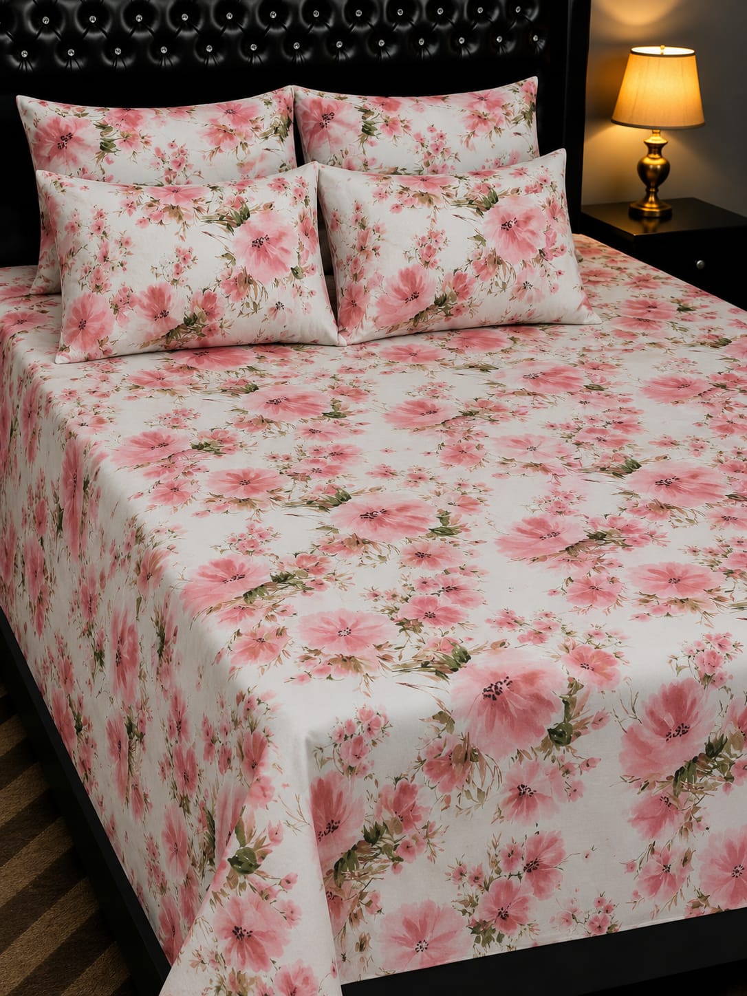 5-Piece Export Quality 100% Pure Cotton King Size Double Bedsheet Set