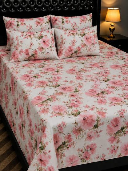 5-Piece Export Quality 100% Pure Cotton King Size Double Bedsheet Set