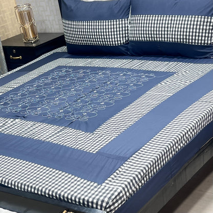Embroidered Patchwork King Size Bedsheet Collection (Cotton Satin / Percale / Duck)