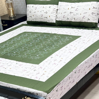 Embroidered Patchwork King Size Bedsheet Collection (Cotton Satin / Percale / Duck)