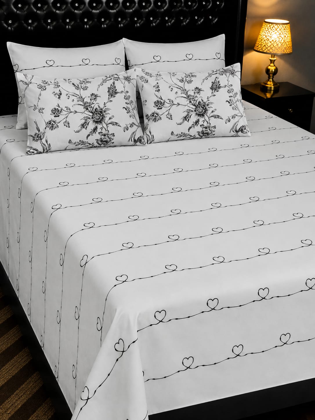 5-Piece Export Quality 100% Pure Cotton King Size Double Bedsheet Set