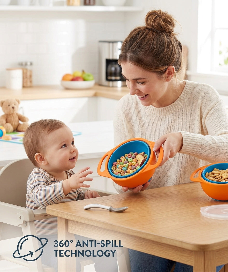 360° Rotating Spill-Proof Gyro Bowl – Anti-Spill Feeding Bowl for Toddlers