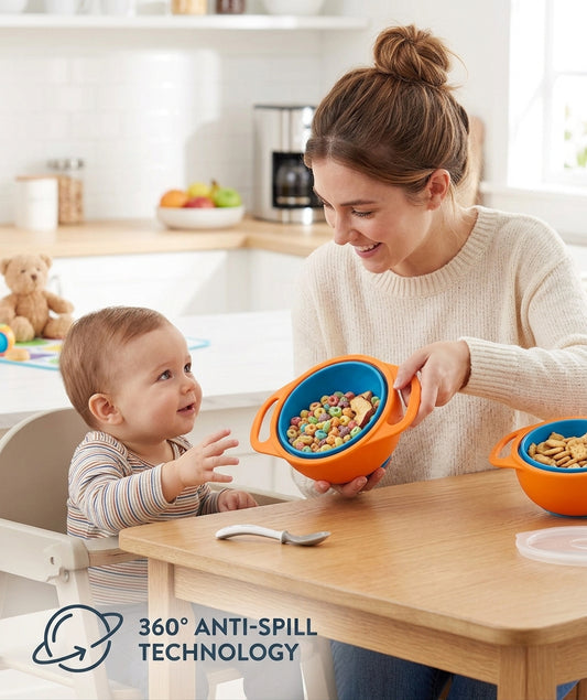 360° Rotating Spill-Proof Gyro Bowl – Anti-Spill Feeding Bowl for Toddlers